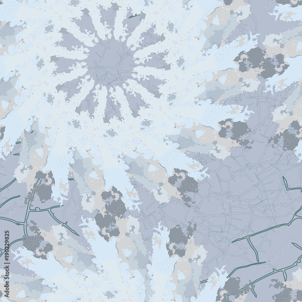 Fototapeta premium Seamless pattern with pointed snowflakes on bright blue background