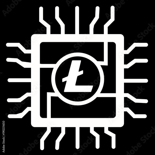 litecoin in computer chip circuit board icon vector design