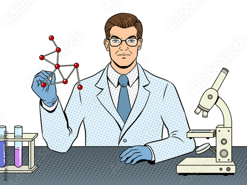 Medical chemist scientist pop art vector