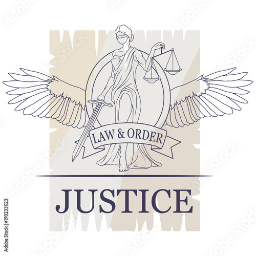 Femida -lady of justice. Lady Lawyer logo. Themis emblem. Law And Order Company Vector Logo Design Template.