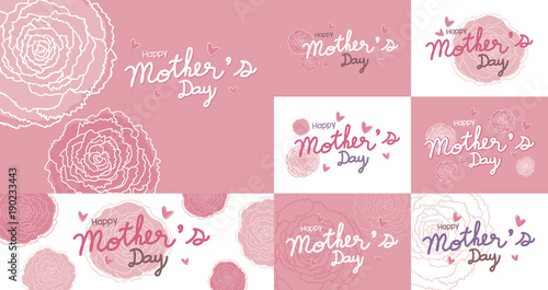 Happy mothers day design and pink carnation flowers background vector illustration