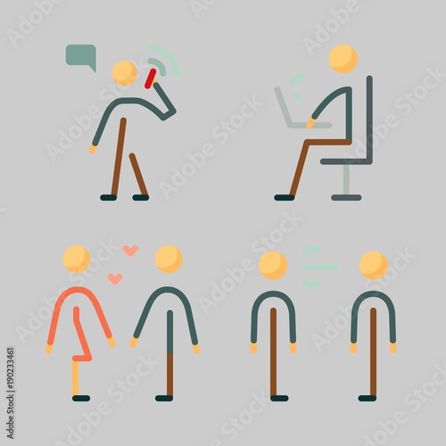 Icons set about Human with boyfriend , male, working, calling, scream and girlfriend