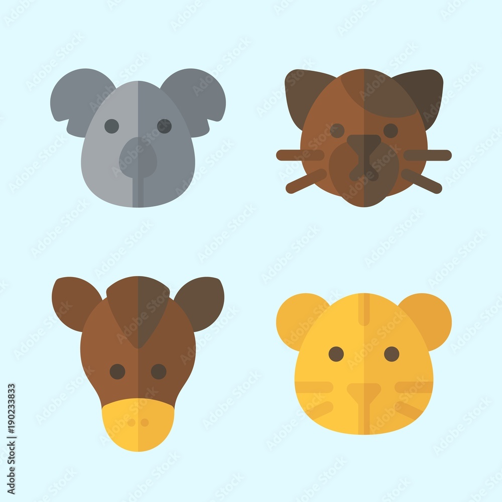 Icons set about Animals with horse, tiger, koala and cat Icons set about Animals with horse, tiger, koala and cat
