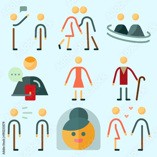 Icons set about Human with scream, male, boyfriend , friendship, girlfriend and couples