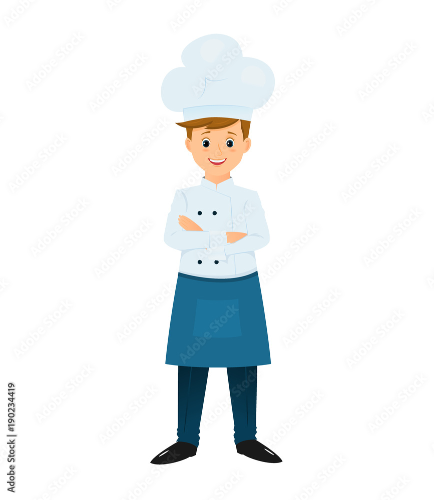 Chef with arms crossed on chest. Vector illustrartion.Isolated on white backgruond Chef with arms crossed on chest. Vector illustrartion.Isolated on white backgruond