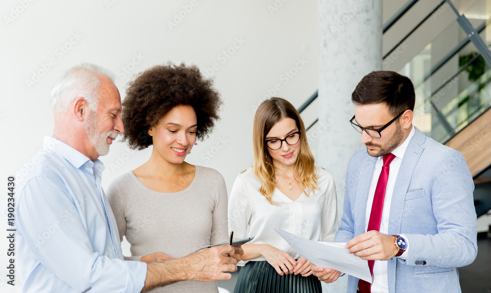Fototapeta premium Multiracial business people standing in the office