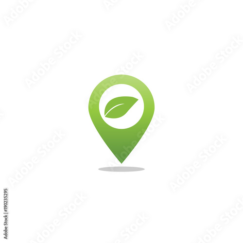 Pin map leaf agriculture logo design template vector