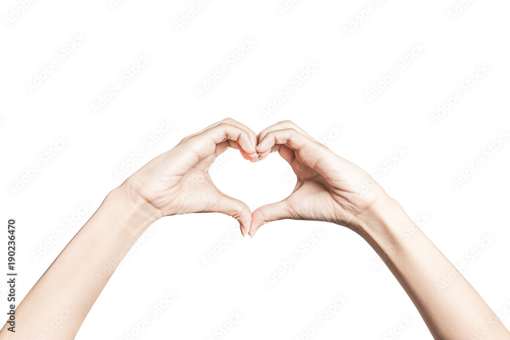 Hands in the form of heart on white background with clipping path. Hands in the form of heart on white background with clipping path.
