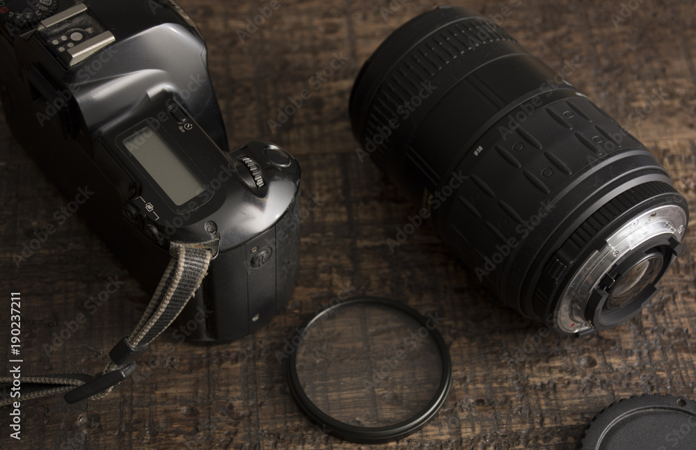 telephoto lens with uv filter, camera
