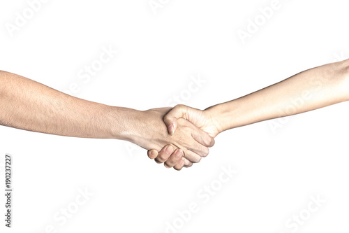 Hand open and ready to help or receive. Gesture isolated on white background with clipping path.