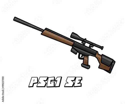 sniper riffle weapon model psg1 se cartoon design