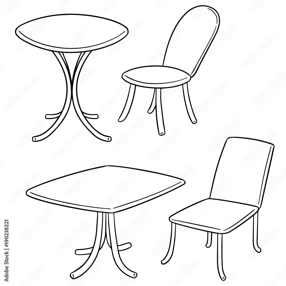 vector set of table and chair vector set of table and chair