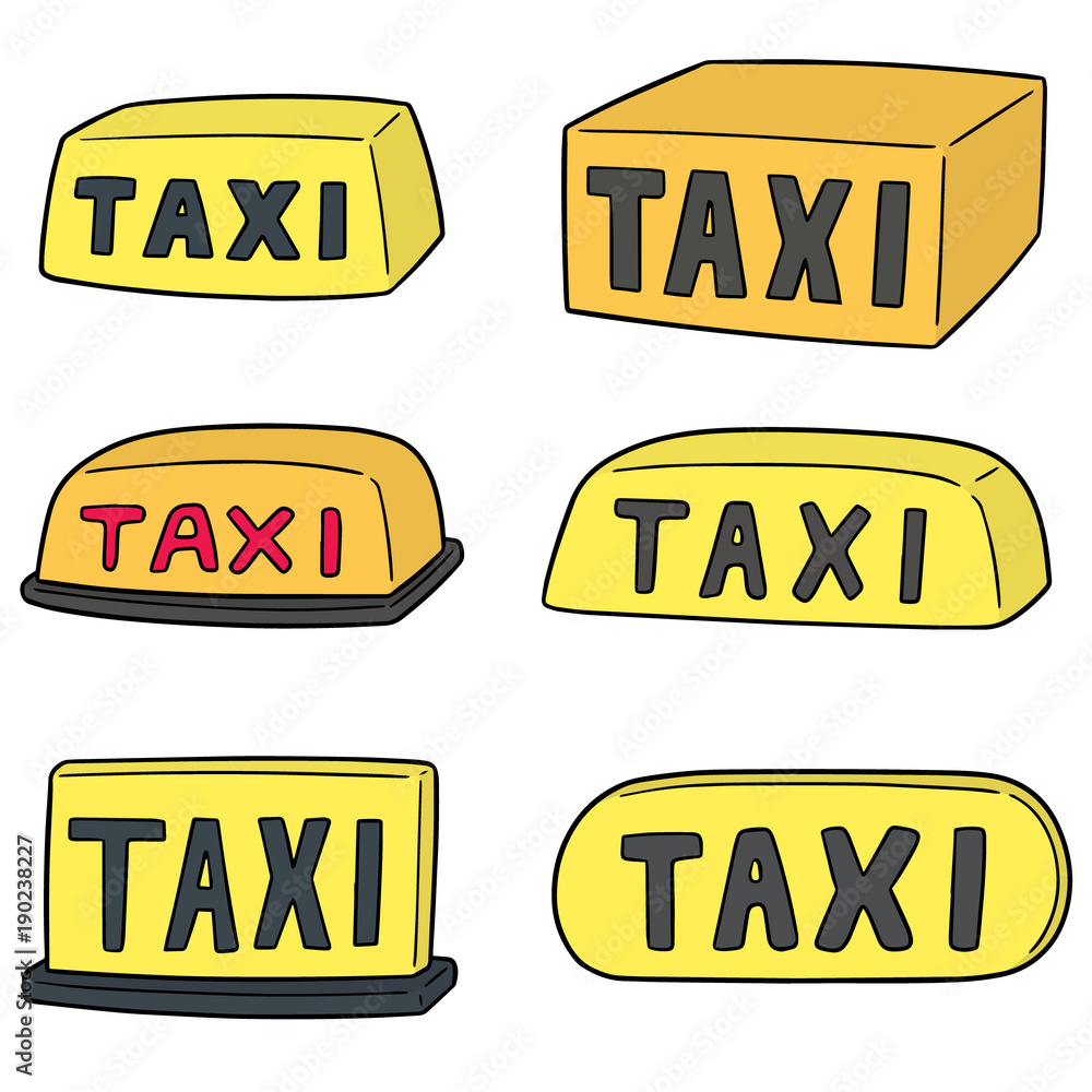 vector set of taxi sign