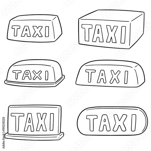 vector set of taxi sign