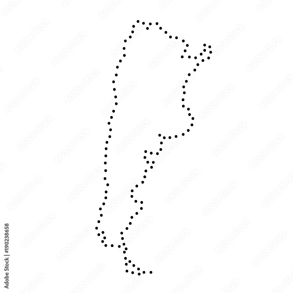 Abstract schematic map of Argentina from the black dots along the perimeter of vector illustration Abstract schematic map of Argentina from the black dots along the perimeter of vector illustration