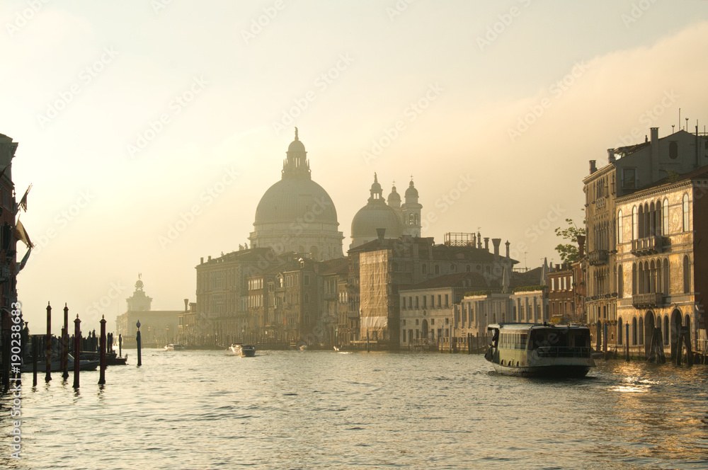 Buildings in Venice along the Grand Canal in the Morning