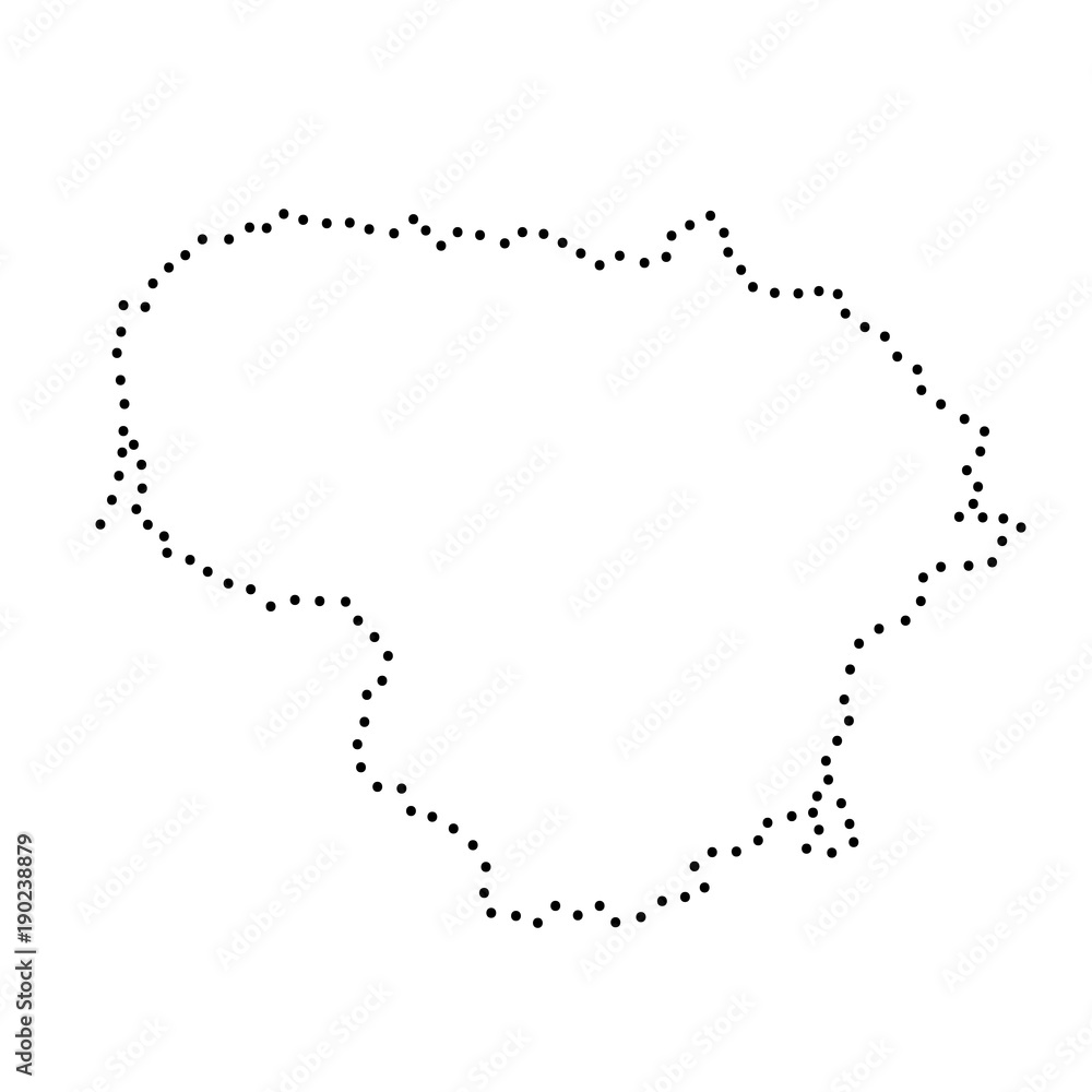 Abstract schematic map of Lithuania from the black dots along the perimeter of vector illustration