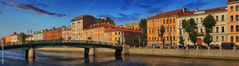 Panorama of Fontanka river in Saint Petersburg