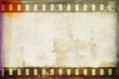 Grunge dripping film strip frame in sepia tones.