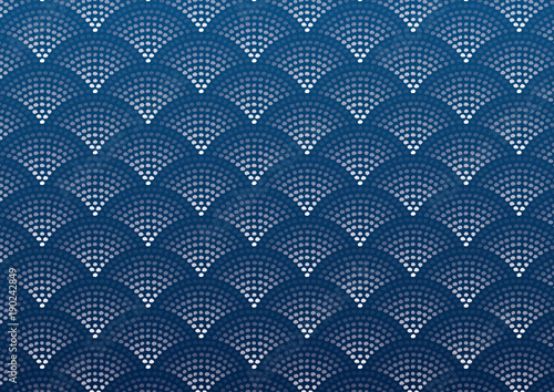 刺繍文様「鮫小紋」（和風着物パターン）藍色