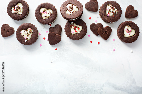 Chocolate cookie sandwiches for Valentines Day