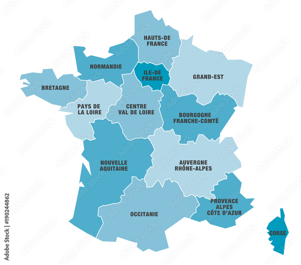 Carte régions de France 4 2018 Stock Vector | Adobe Stock