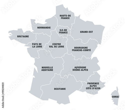 Carte régions de France 1b 2018