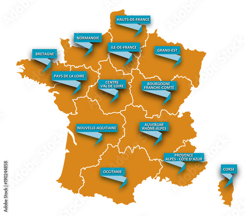 Carte régions de France  2 2018