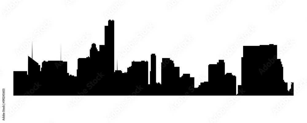 New York cityscape, Manhattan - view from Central Park. Vector  NYC black and white background.