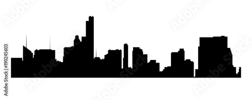 New York cityscape, Manhattan - view from Central Park. Vector  NYC black and white background.