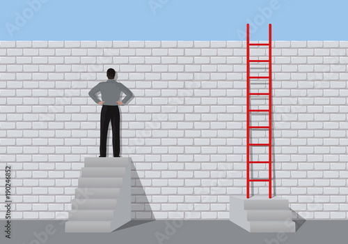 obstacle - échelle - solution - mur - concept - leadership - succès - réussite - symbole - difficile