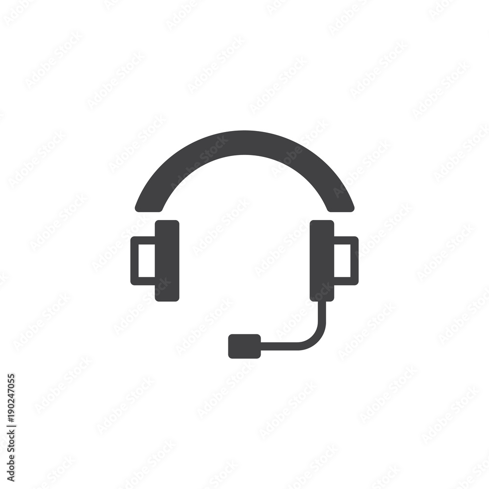 Headset icon vector, filled flat sign, solid pictogram isolated on white. Headphones support symbol, logo illustration. Headset icon vector, filled flat sign, solid pictogram isolated on white. Headphones support symbol, logo illustration.