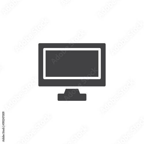 Computer monitor icon vector, filled flat sign, solid pictogram isolated on white. PC display symbol, logo illustration.