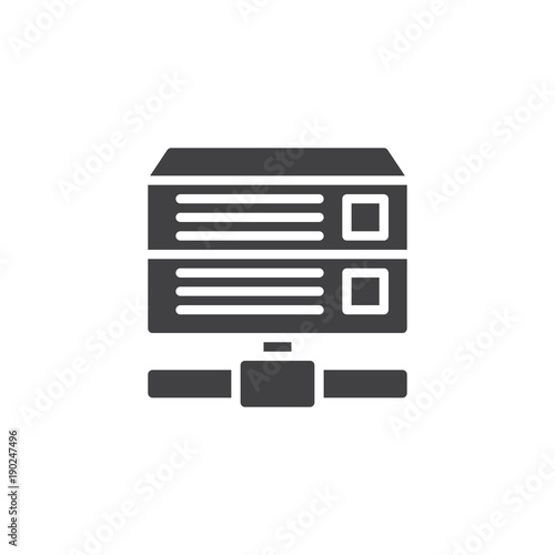 Database server icon vector, filled flat sign, solid pictogram isolated on white. Computer rack server symbol, logo illustration.
