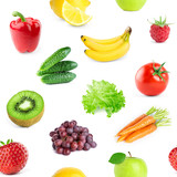 Collection of fruits and vegetables. Seamless pattern