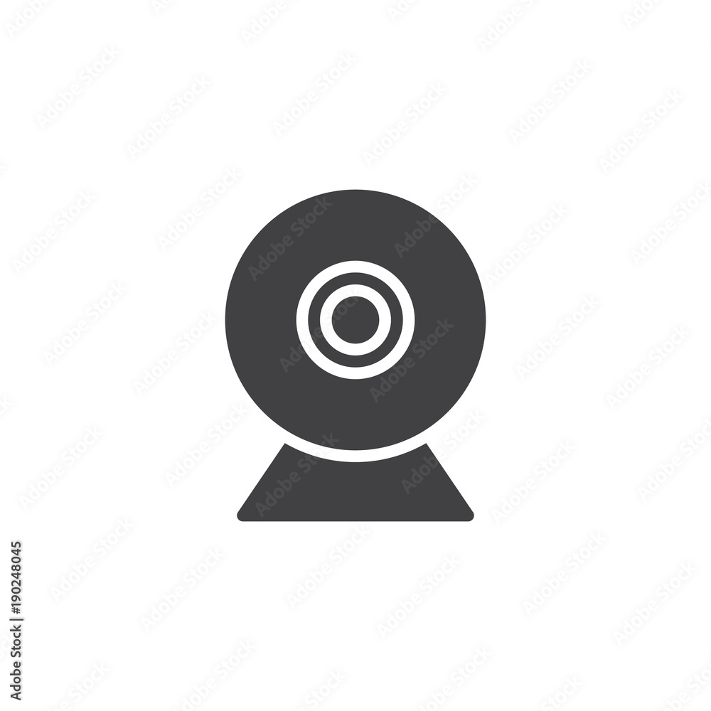 Webcam icon vector, filled flat sign, solid pictogram isolated on white. Web camera symbol, logo illustration. Webcam icon vector, filled flat sign, solid pictogram isolated on white. Web camera symbol, logo illustration.
