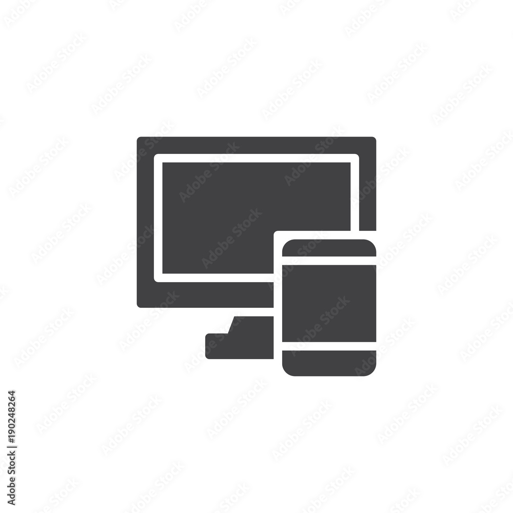 Responsive design icon vector, filled flat sign, solid pictogram isolated on white. Computer and mobile phone tablet symbol, logo illustration. Responsive design icon vector, filled flat sign, solid pictogram isolated on white. Computer and mobile phone tablet symbol, logo illustration.