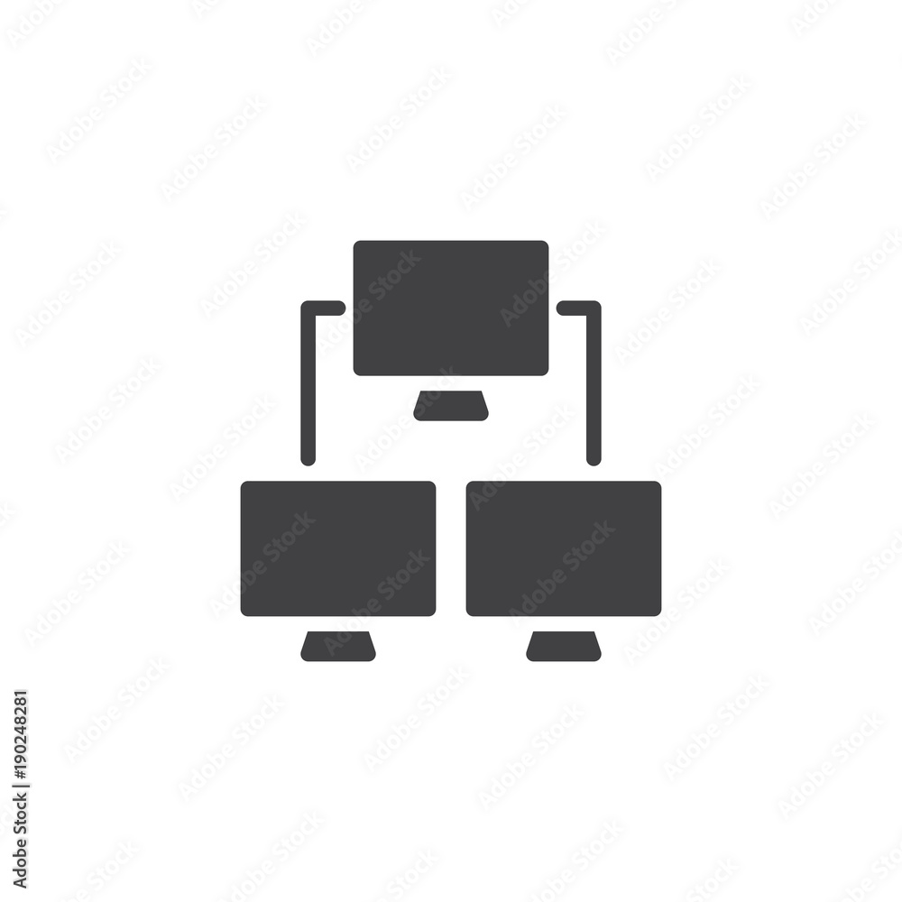 Computer network icon vector, filled flat sign, solid pictogram isolated on white. Symbol, logo illustration.