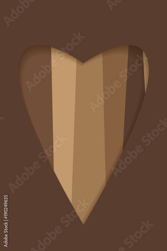 Vector Valentine's day card. Heart cut from paper, striped heart. A declaration of love.