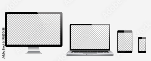Computer, laptop, tablet, phone set . Vector illustration photo
