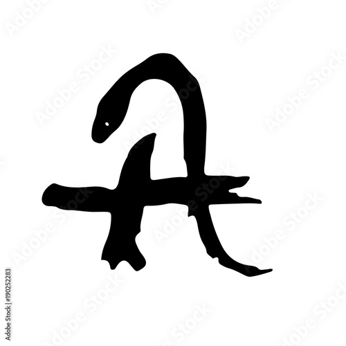 Letter A. Handwritten by dry brush. Rough strokes font. Vector illustration. Grunge style elegant alphabet.