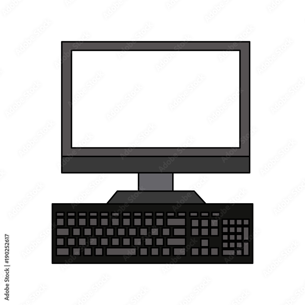 Desk computer with keyboard icon vector illustration graphic design Desk computer with keyboard icon vector illustration graphic design