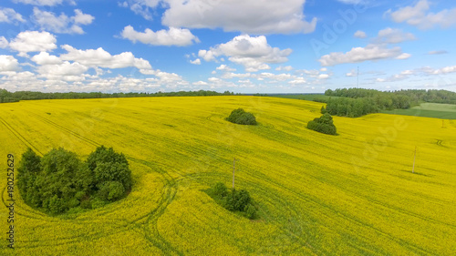 Beautiful countryside meadows in summer - aerial view from drone