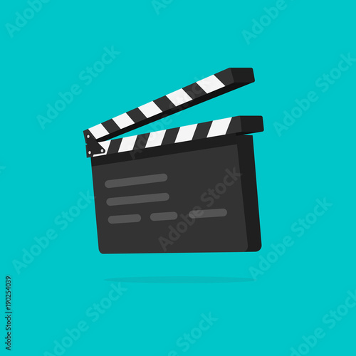 Clapperboard vector illustration isolated, flat cartoon style clapper board icon in 3d, filmmaking device, video movie clapper equipment, film slate