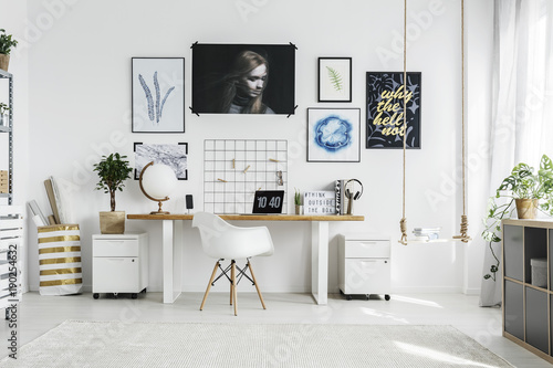 White chair in home office