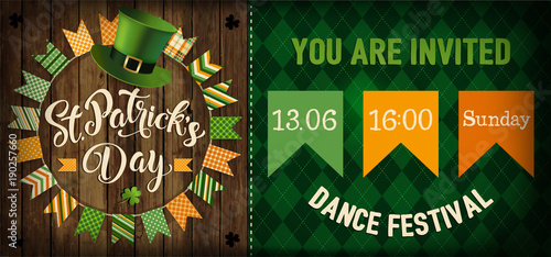 St. Patrick's Day vintage holiday flyer design. Vector illustration.