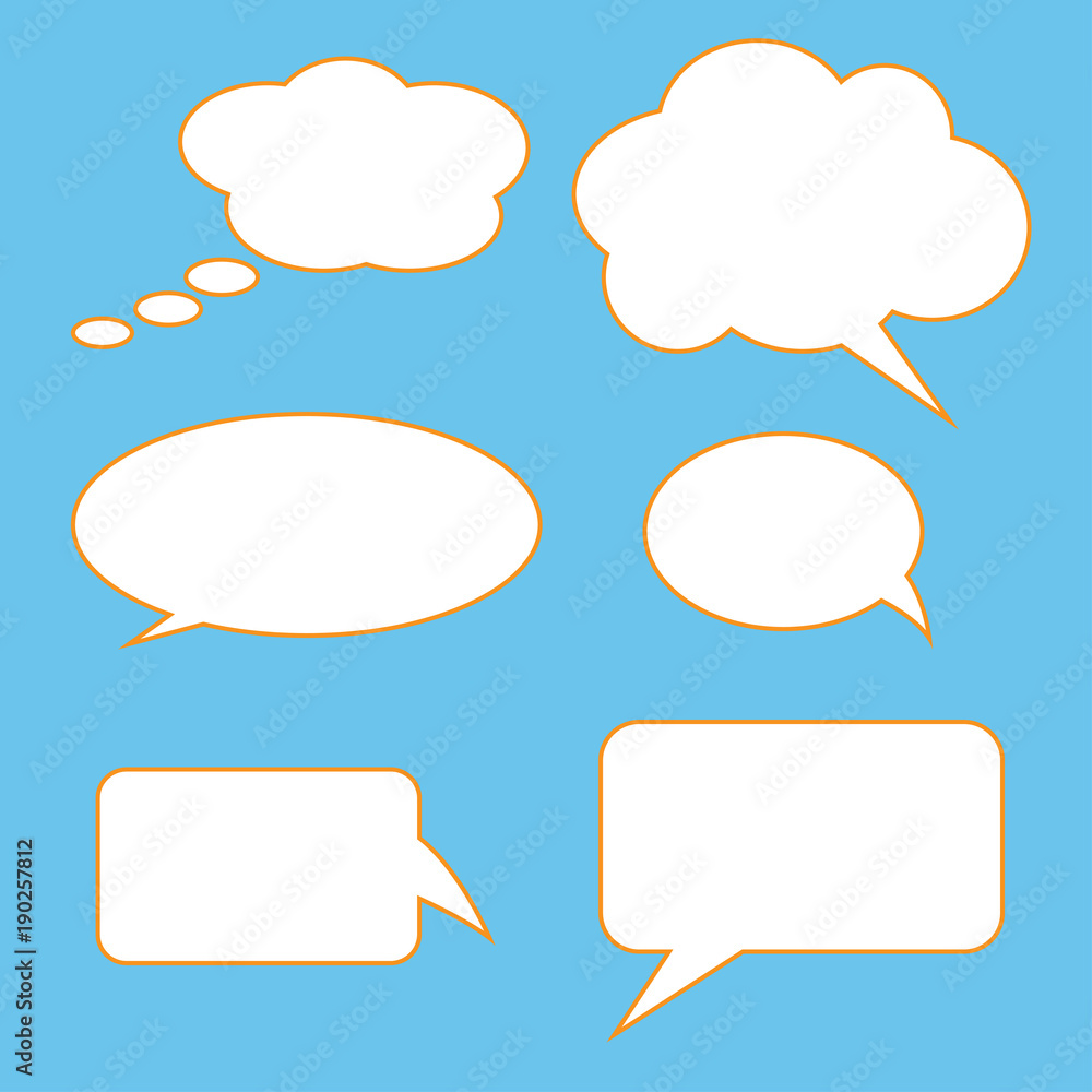Vector set of stickers of speech bubbles. Blank empty white speech bubbles Vector set of stickers of speech bubbles. Blank empty white speech bubbles