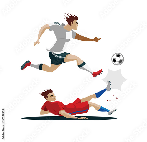Players are fighting, playing for the ball.