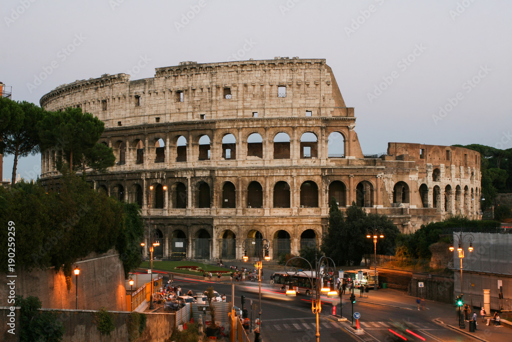 Summer. Italy. Rome. Evening view of the Colosseum