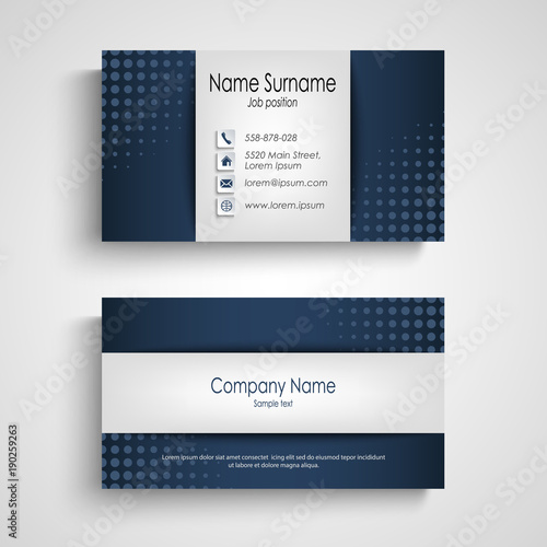 Business card with blue halfone effect template photo